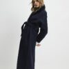 Navy Double Breasted Belted Trench Coat