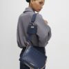 Navy Embossed Chain Front Cross Body Bag