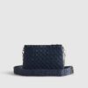 Navy Embossed Chain Front Cross Body Bag