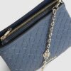 Navy Embossed Chain Front Cross Body Bag