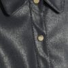 Navy Faux Leather Scallop Trim Studded Dress