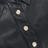 Navy Faux Leather Scallop Trim Studded Top