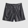 Navy Faux Leather Tailored Shorts