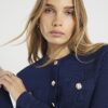 Navy Fitted Pocket Detail Cardigan