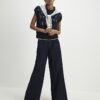 Navy Floral Embroidered Knit Tank Top