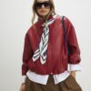 Navy Geometric Stripe Scarf