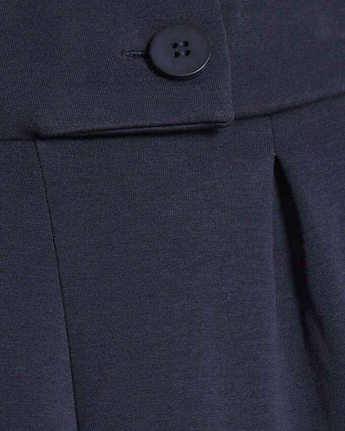 Navy Jersey Tailored Wide Leg Trousers