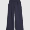 Navy Jersey Tailored Wide Leg Trousers