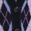 Navy Knitted Argyle Print Waistcoat