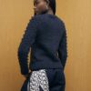 Navy Knitted Bobble Sleeve Cardigan