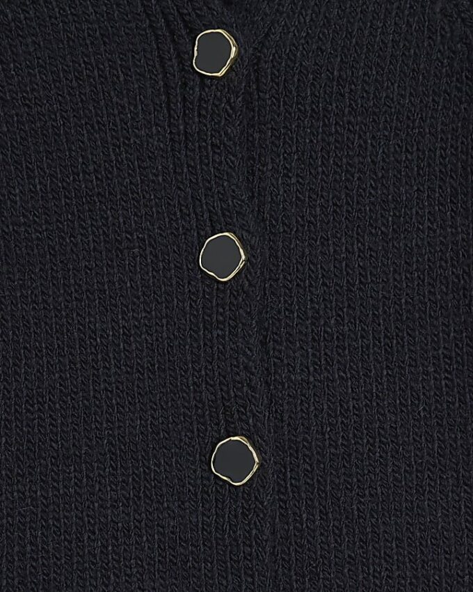 Navy Knitted Bobble Sleeve Cardigan