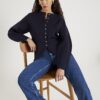 Navy Knitted Long Sleeve Structured Cardigan Navy Knitted Long Sleeve Structured Cardigan