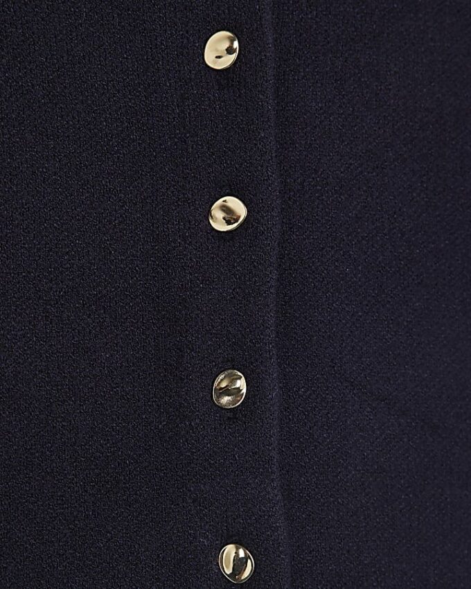 Navy Knitted Long Sleeve Structured Cardigan Navy Knitted Long Sleeve Structured Cardigan