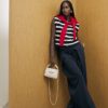 Navy Knitted Striped Waistcoat