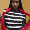 Navy Knitted Striped Waistcoat