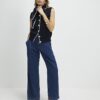 Navy Knitted Tie Neck Waistcoat