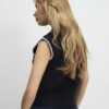 Navy Knitted Tie Neck Waistcoat