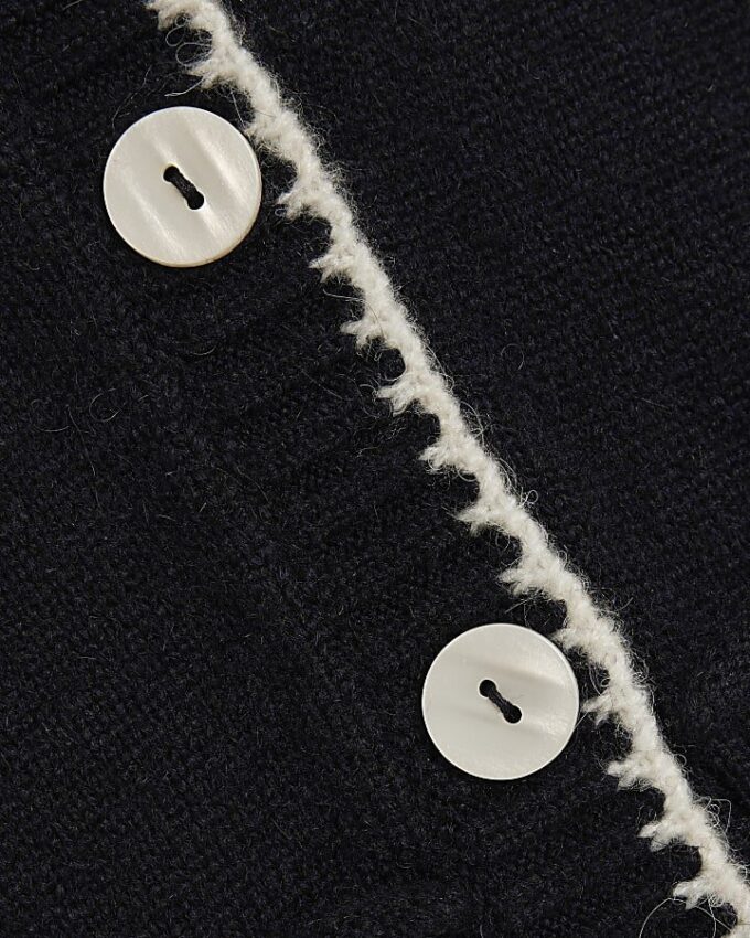 Navy Knitted Tie Neck Waistcoat
