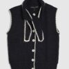 Navy Knitted Tie Neck Waistcoat