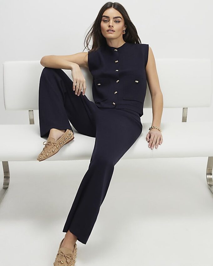 Navy Knitted Waistcoat
