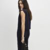 Navy knitted wide leg trousers