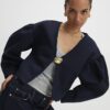 Navy Long Sleeve Button Detail Cardigan