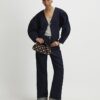 Navy Long Sleeve Button Detail Cardigan