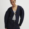 Navy Long Sleeve Button Detail Cardigan