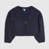 Navy Long Sleeve Button Detail Cardigan