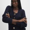 Navy Long Sleeve Scoop Neck Cardigan