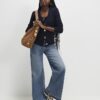Navy Long Sleeve Scoop Neck Cardigan