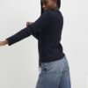 Navy Long Sleeve Scoop Neck Cardigan