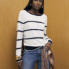 Navy Long Sleeve Striped Knitted Top