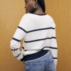 Navy Long Sleeve Striped Knitted Top