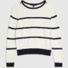 Navy Long Sleeve Striped Knitted Top