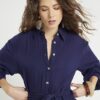 Navy Mini Belted Shirt Dress