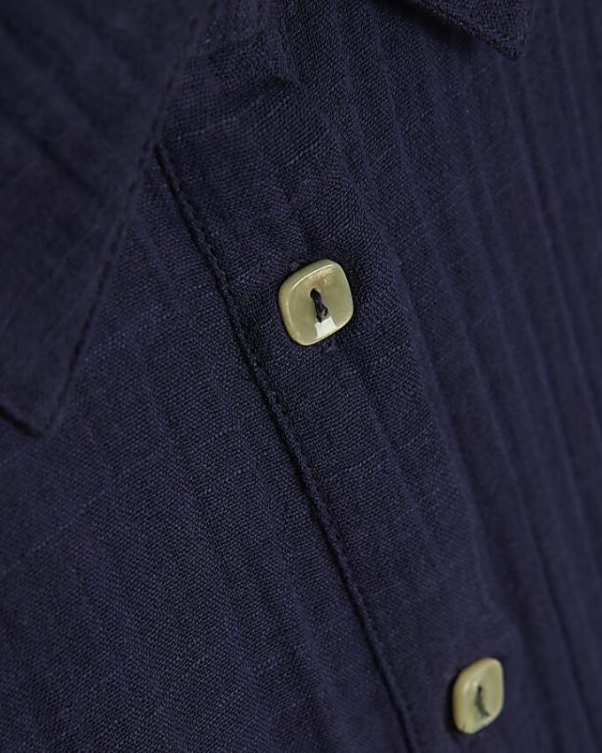 Navy Mini Belted Shirt Dress