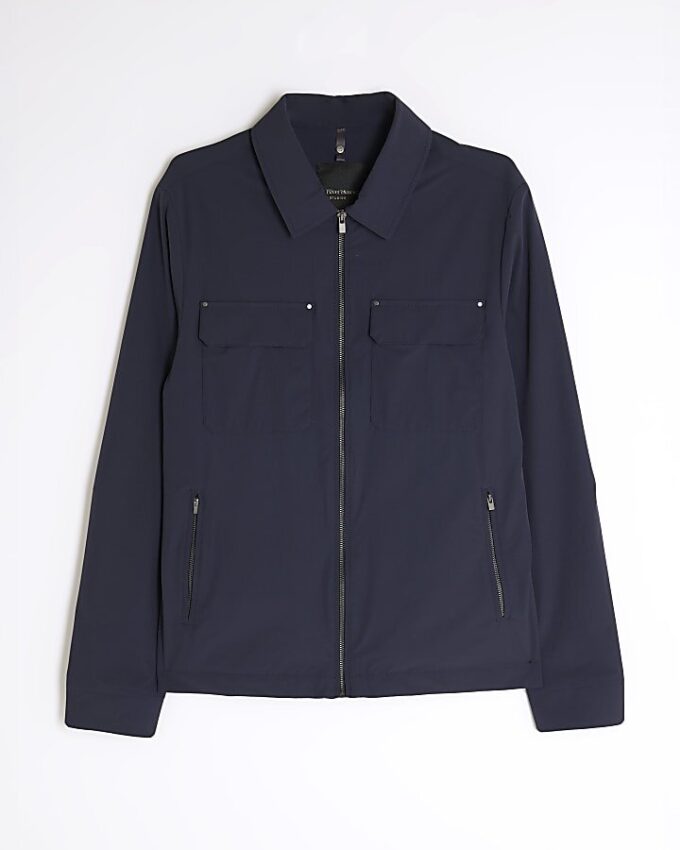 Navy Muscle Fit Shacket