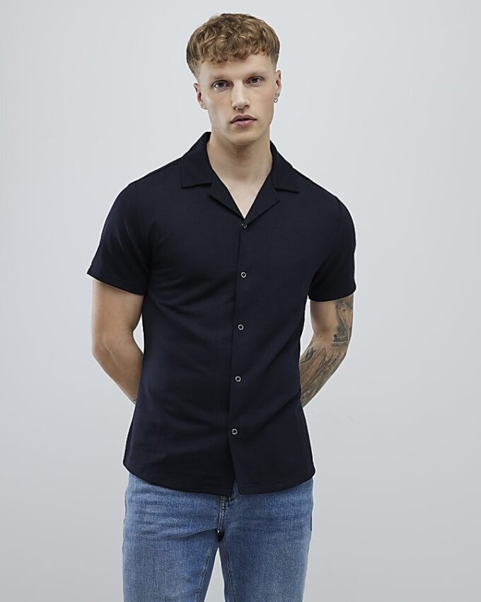 Navy Muscle Fit Shirt