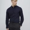 Navy Muscle Fit Textured Shirt