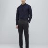 Navy Muscle Fit Textured Shirt