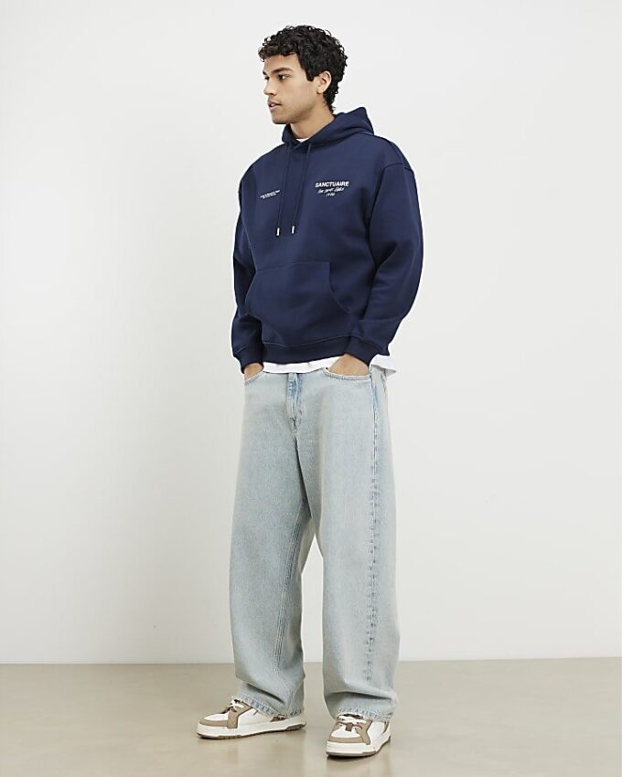 Navy Oversized Fit Sanctuaire Hoodie