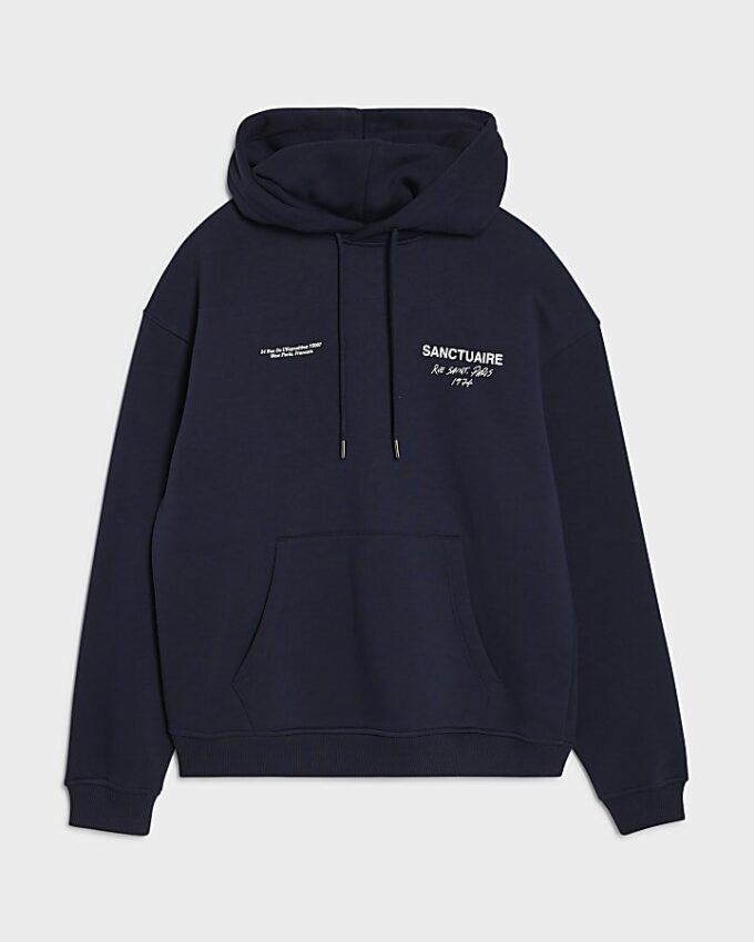 Navy Oversized Fit Sanctuaire Hoodie