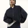 Navy Oversized Hybrid Bomber Jacket