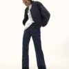 Navy Oversized Hybrid Bomber Jacket