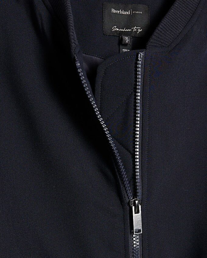 Navy Oversized Hybrid Bomber Jacket