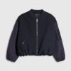 Navy Oversized Hybrid Bomber Jacket