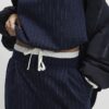 Navy Pinstripe Wide Leg Trousers