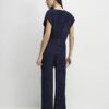 Navy Plisse Wide Leg Trousers