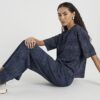 Navy Premium Crinkle Effect Boxy T-shirt